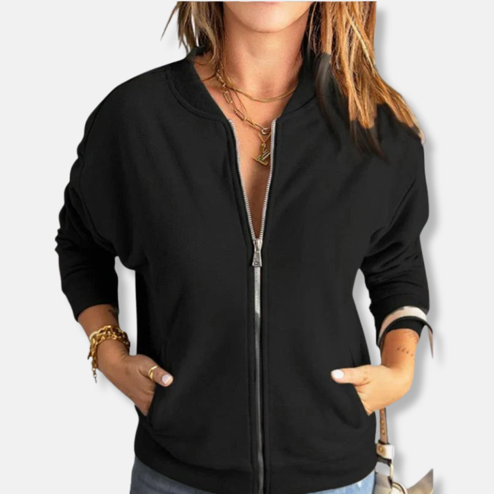 Jacke - Leicht - Lässige Passform - Reißverschluss - Rippenbündchen - Lässiger Look – Célinea