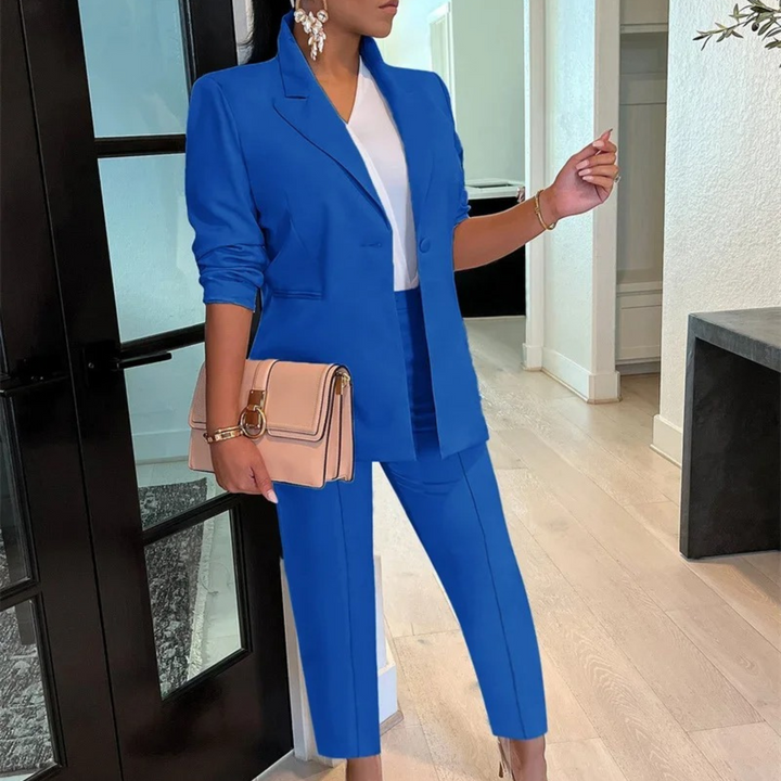 Schicke Herbst Bürostil Blazer und Hosen Set für Frauen – Avérine