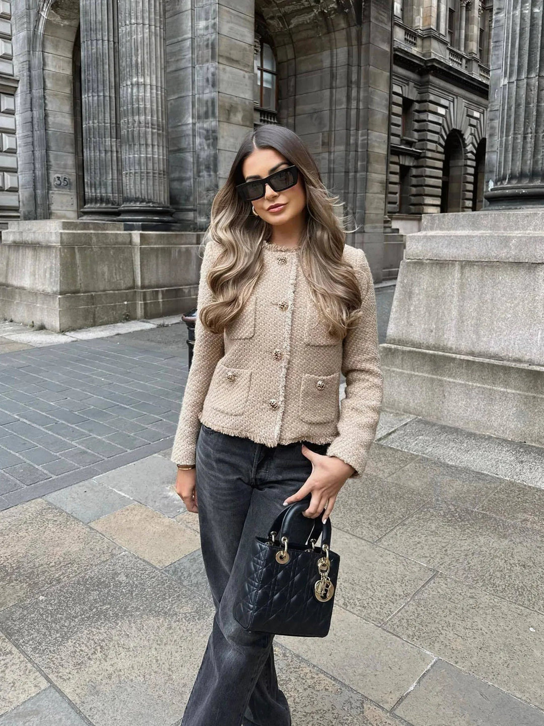 Echoarchiv | Damen Tweed Blazer Zweiteilig