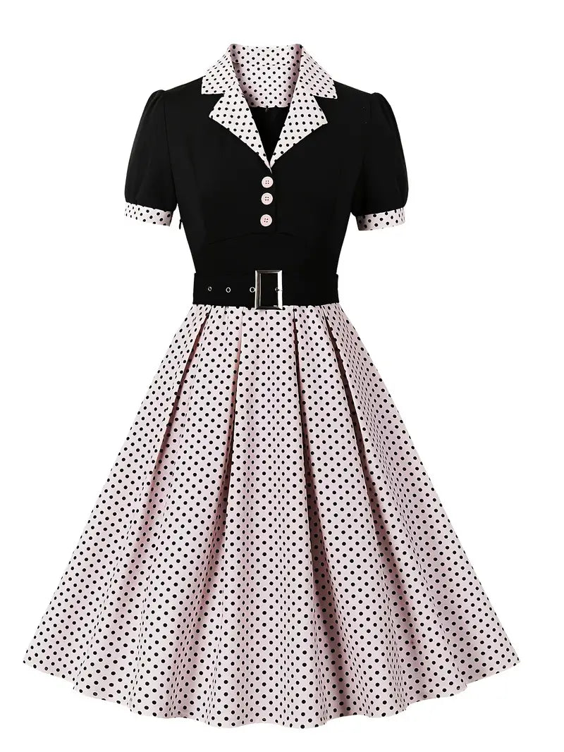 Echoarchiv - Stilvolle Herbst Vintage Kleid mit Polka Dots für Frauen
