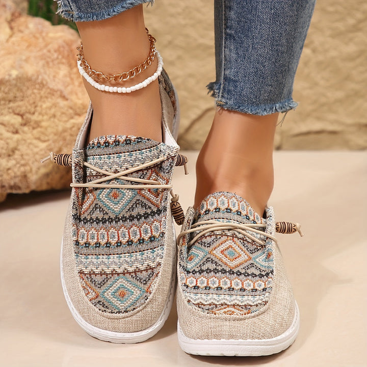 Emily Ethnischer Stil Bedruckte Leinenschuhe für Frauen Echoarchiv