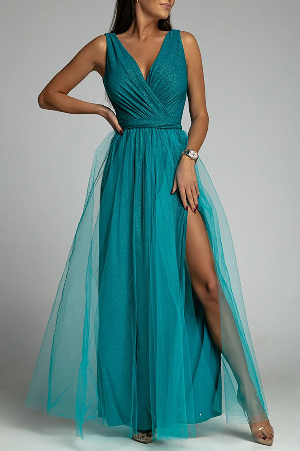 Echoarchiv | It'S My Day Light Tulle Schlitz Maxi Kleid