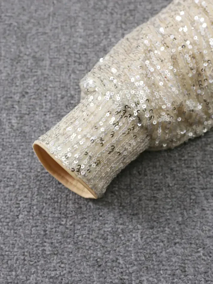 Echoarchiv | Blote Schultern Pailletten Mini Kleid