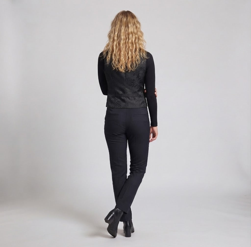 Damen Elegante Samt-Weste mit Blumenmustern und doppelter Knopfleiste Echo Archiv