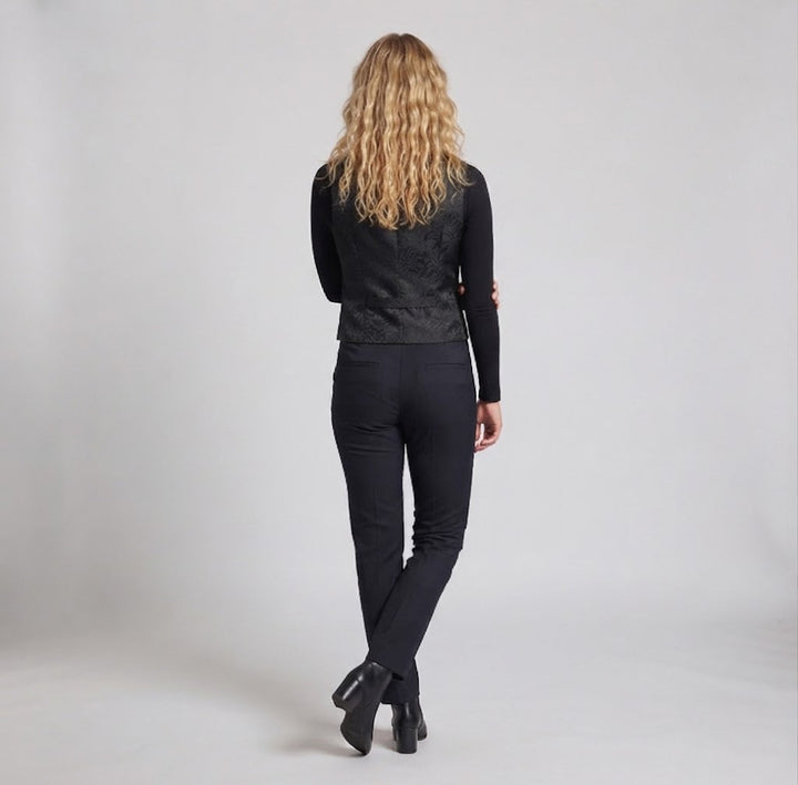 Damen Elegante Samt-Weste mit Blumenmustern und doppelter Knopfleiste Echo Archiv