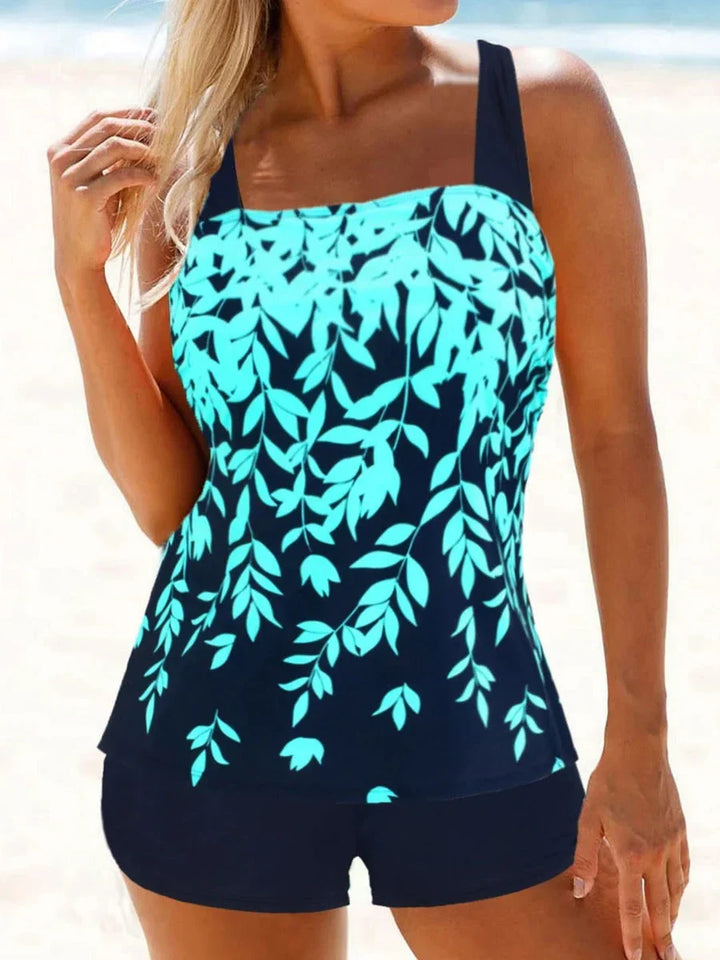 Echoarchiv | Hochtaillierter Tankini mit Blattdruck