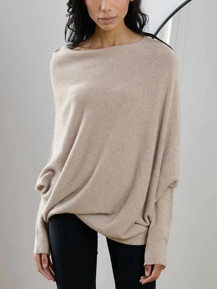 Asymmetrisch drapierter Pullover – Mavelle