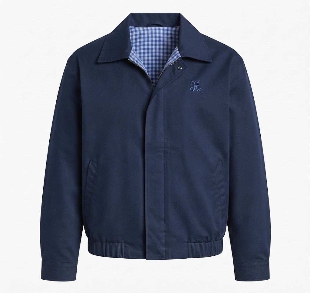 Damen leichte winddichte Blousonjacke mit kariertem Futter, elastischem Saum und dezentem Logo-Stickerei