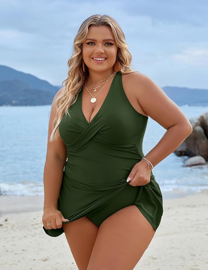 Echoarchiv | Plus Size Einteiler Schwimmdress Badeanzug Bauchkontrolle Badeanzüge