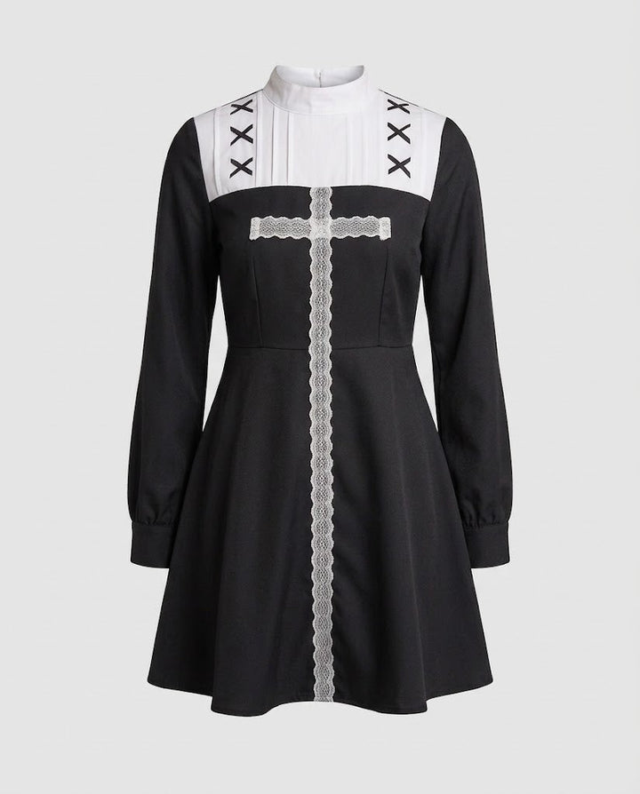Damen Nonnenkleid mit eleganter Spitzenverzierung und Schleier Echo Archiv