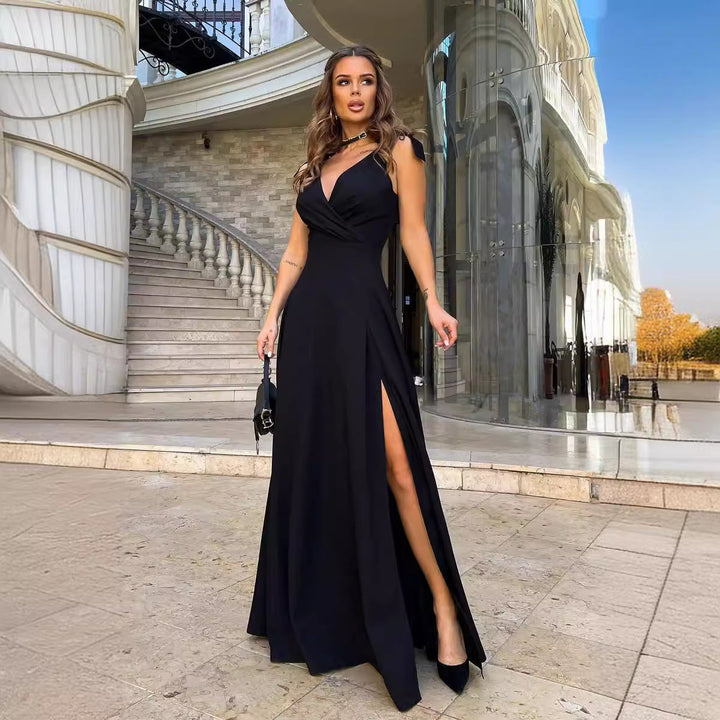 Echoarchiv | Abendkleid Langer Plissierter Einfarbiger