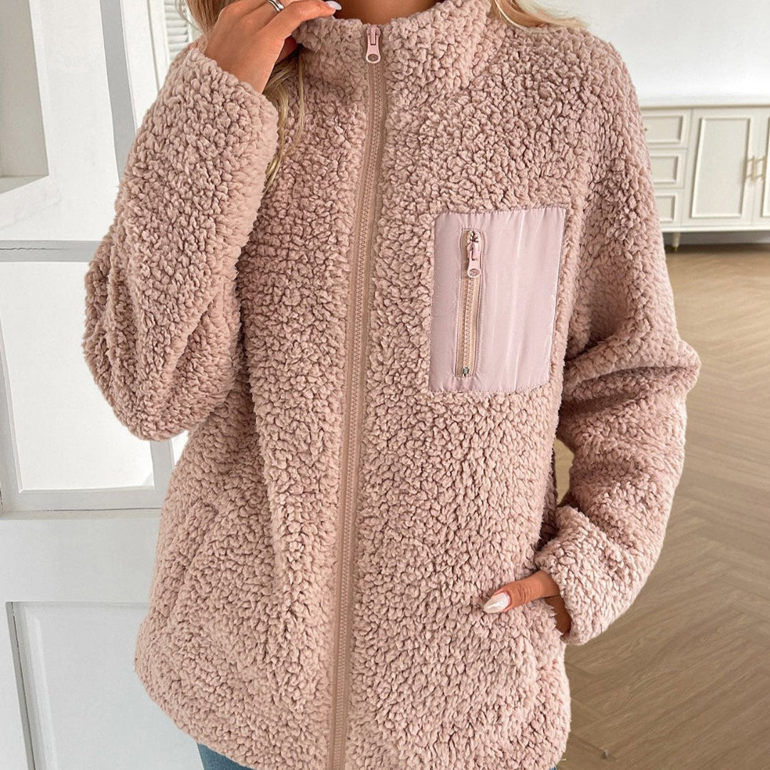 Echoarchiv | Lässige Winter Zip-Up Fuzzy Jacke für Damen