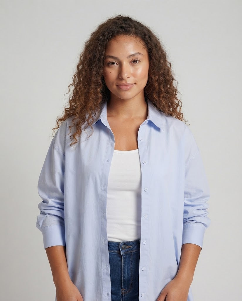 Damen Oversize-Baumwollhemd mit verlängertem Rückenteil Echo Archiv