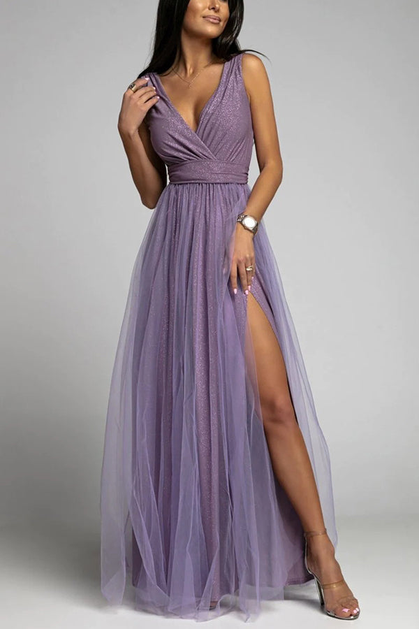 Echoarchiv | It'S My Day Light Tulle Schlitz Maxi Kleid