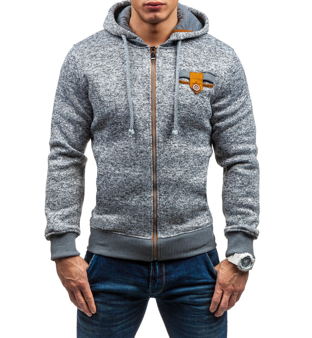 Herren modische Kapuzenjacke im strukturierten Design mit praktischen Taschen Echoarchiv