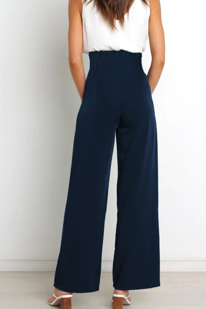 Hohe Taille Paperbag Hose mit Schleifendetail – Avélisse
