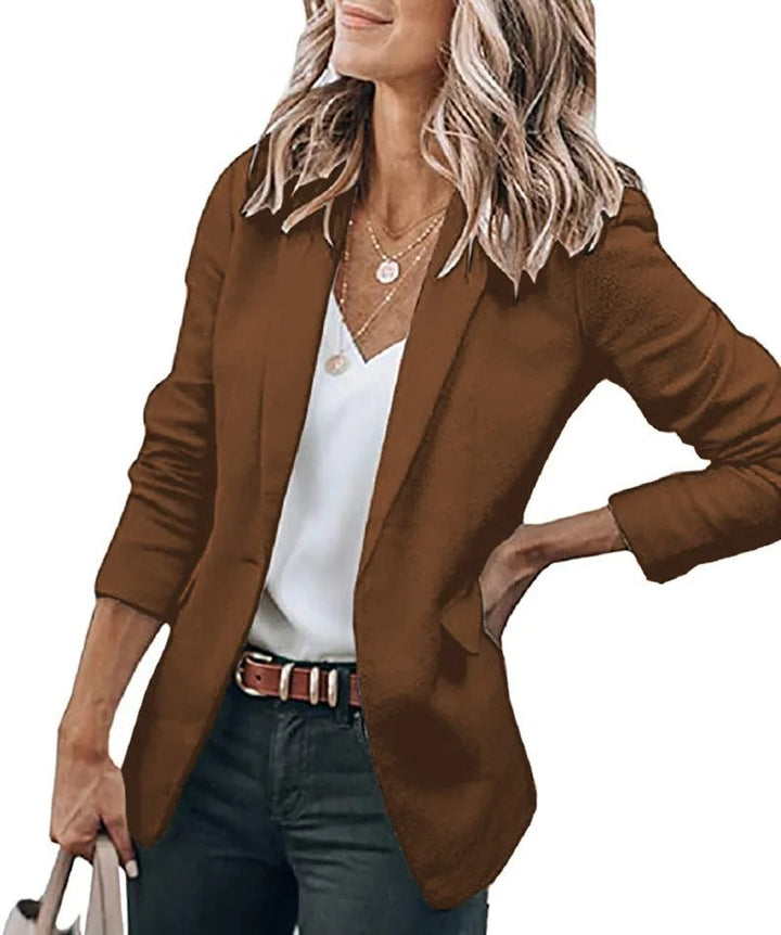 Echoarchiv - Damen Blazer Einfarbig Jacke, Lange Ärmel