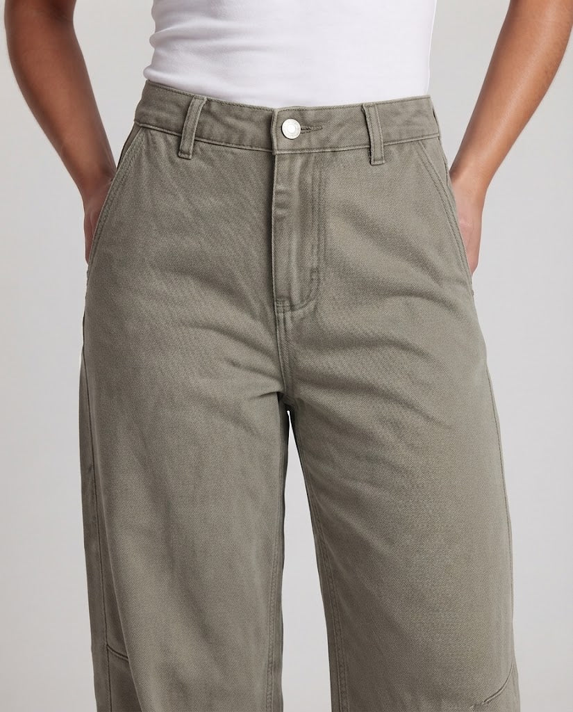 Damen Extraweite Palazzo-Twill-Hose mit markanten Ziernähten Echo Archiv