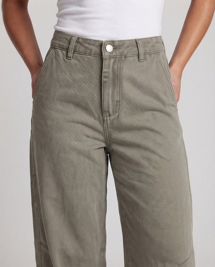 Damen Extraweite Palazzo-Twill-Hose mit markanten Ziernähten Echo Archiv