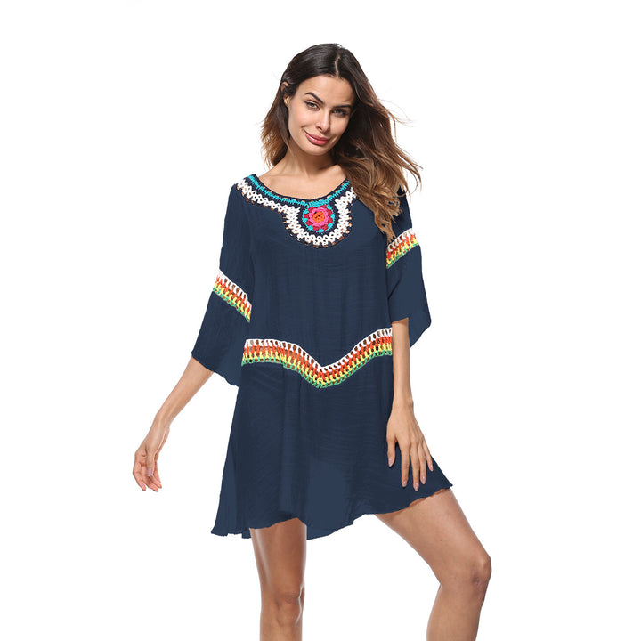 Damen luftiger Strandkaftan mit bunten Stickdetails Echo Archiv