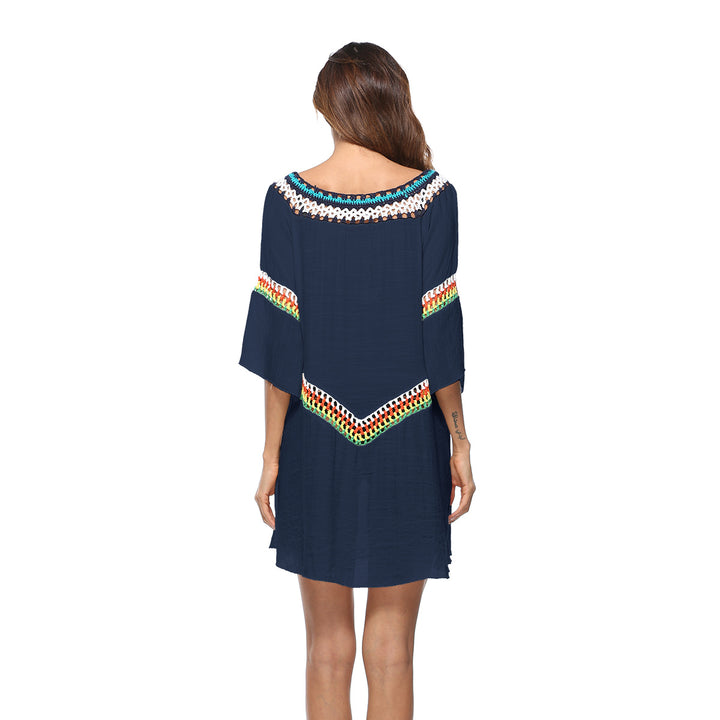 Damen luftiger Strandkaftan mit bunten Stickdetails Echo Archiv