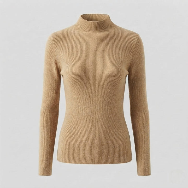 Damen Eleganter Slim-Fit Rollkragenpullover aus flauschigem Angora-Mix mit feiner Rippstruktur Echoarchiv