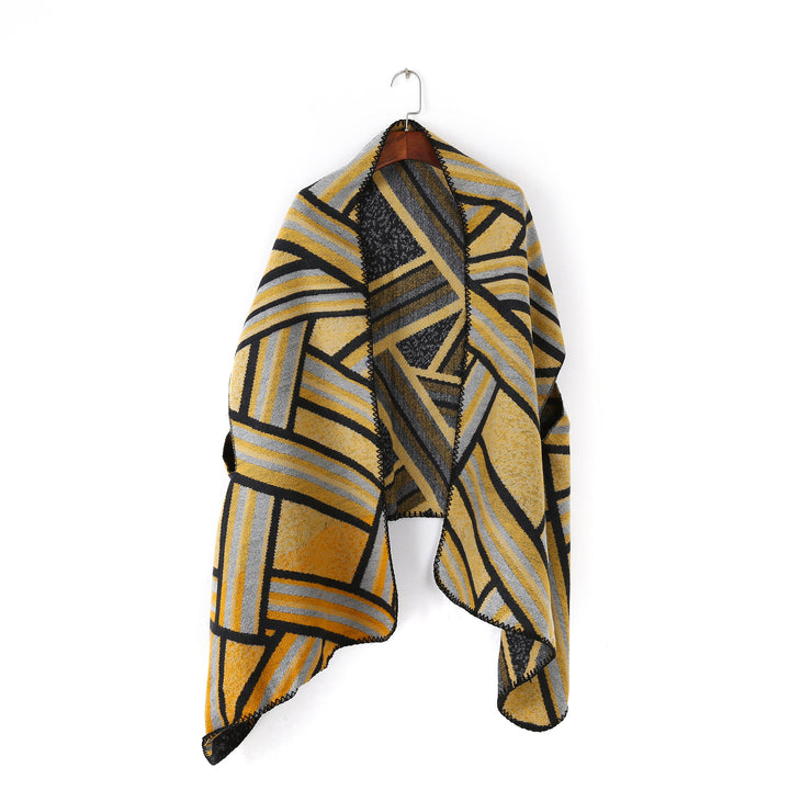 Damen Gewebter Jacquard-Überwurfschal im Oversize-Kimono-Fall Echo Archiv