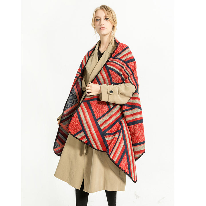 Damen Gewebter Jacquard-Überwurfschal im Oversize-Kimono-Fall Echo Archiv