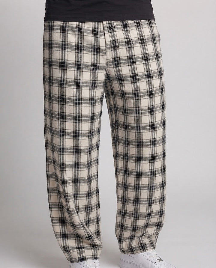 Herren Karierte Weite‑Leg‑Palazzohose mit lockerem Tunnelzug und bodenlangem Fall Echo Archiv