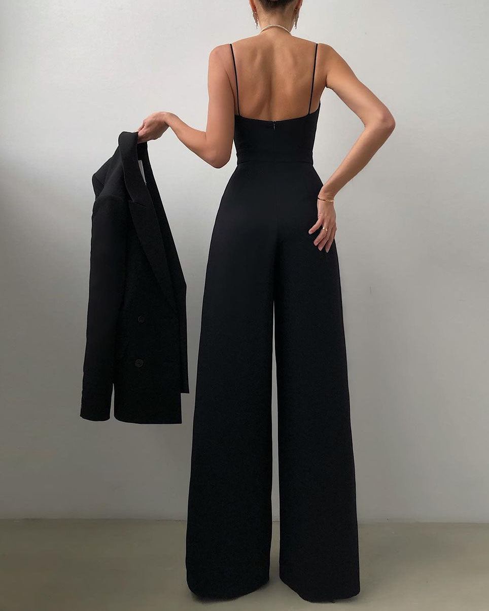 Echoarchiv | Damen Eleganter Fließender Jumpsuit mit Spaghettibändern für Festliche Anlässe