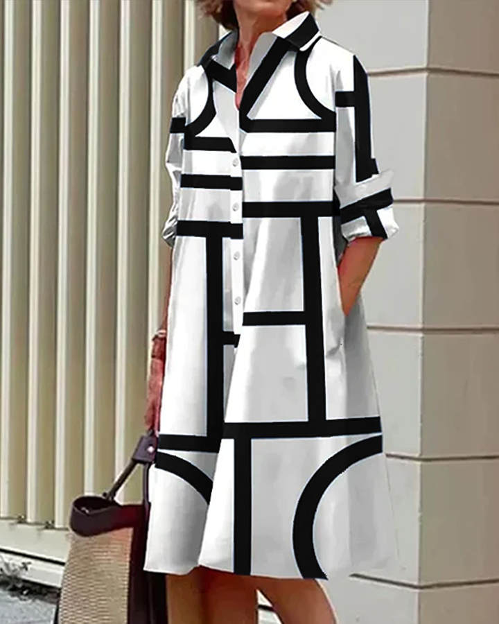 Echoarchiv | Kleid mit Taschen und Geometrischem Aufdruck
