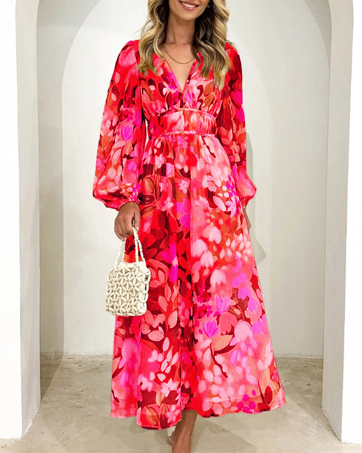 Echoarchiv | Elegantes Kleid mit Blumendruck und V-Ausschnitt