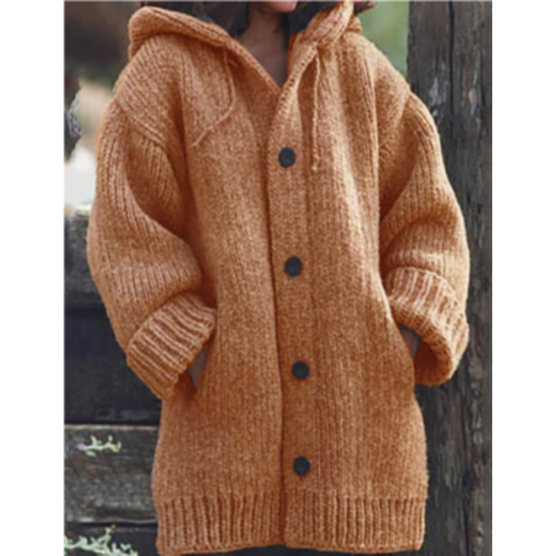 Kuscheliger Strickmantel Mit Kapuze Für Damen – Célinea