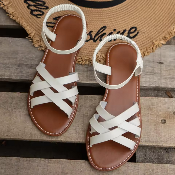 Echoarchiv | Elegante Leder Damen Sandalen Flacher Schuh