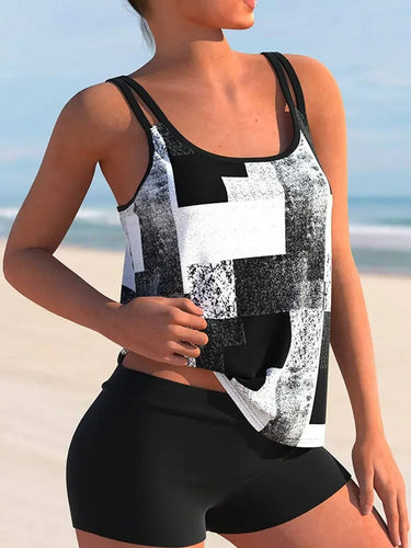 Echoarchiv | Tankini mit Doppeltem Träger und Geometrischem Aufdruck