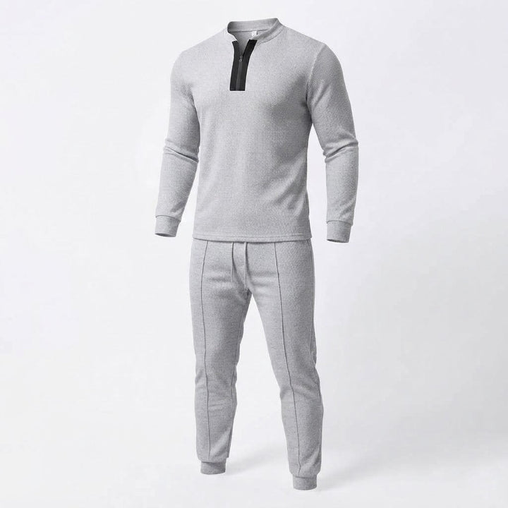Herren Athletic Slim Lounge Set mit Halb-Reißverschluss Henley und schmal geschnittenen Jogginghosen Echoarchiv