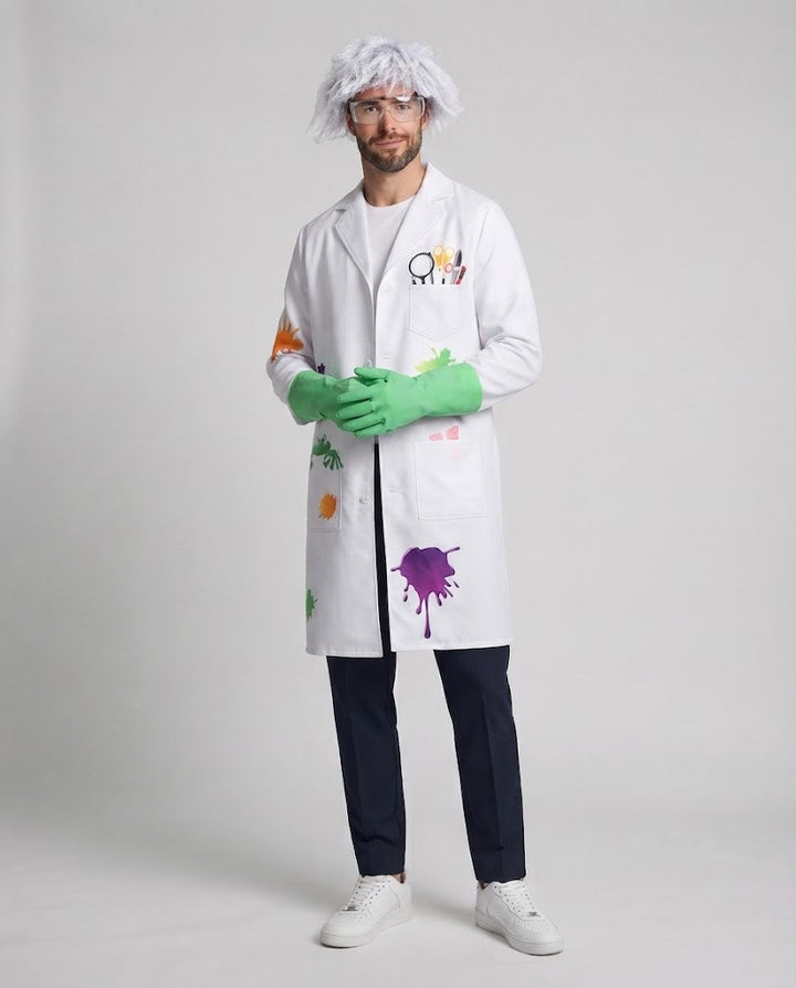 Herren Wissenschaftlerkostüm mit bunten Farben und Zubehör Echo Archiv