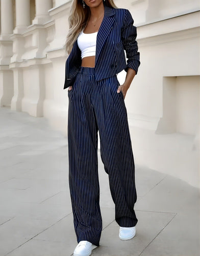 Echoarchiv | Delig Blazer Set Damenanzug Cropped Blazer mit Hose