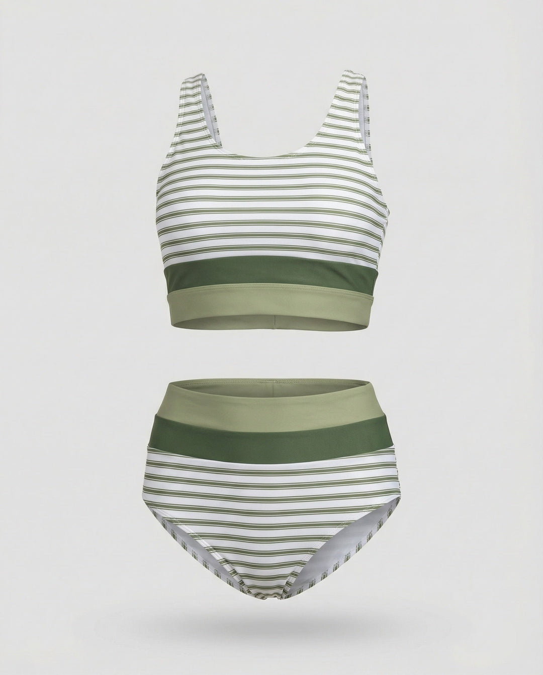 Echoarchiv | Gestreiftes Reißverschluss-Rücken Schick Bikini Set