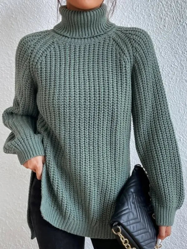 Echoarchiv-rollkragenpullover Mit Raglanärmel Und Geteiltem Saum