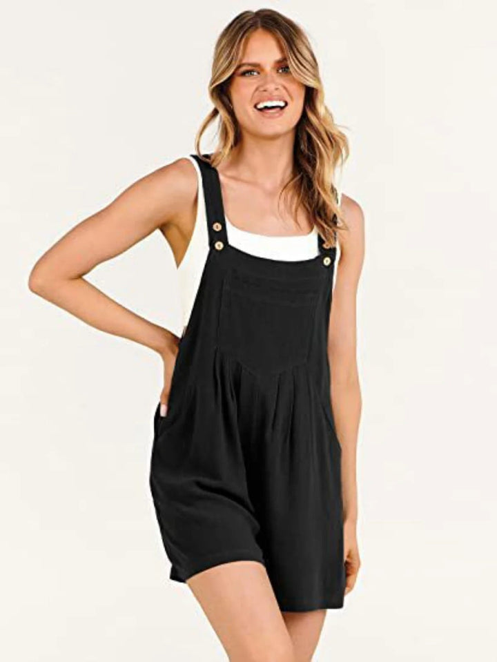 Echoarchiv | Jumpsuit-Shorts aus Baumwolle und Leinen mit weitem Bein