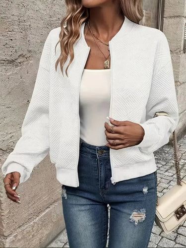 Echoarchiv | Cardigan - Damen Herbst Zip-Up Texturierter Cardigan mit Rippbund