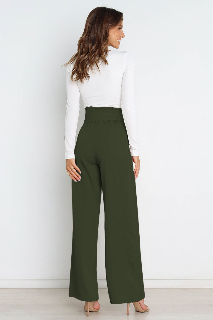Hohe Taille Paperbag Hose mit Schleifendetail – Avélisse
