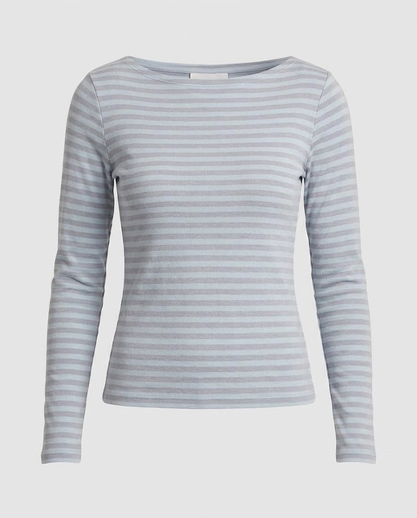 Damen Gestreiftes Langarm‑Bootneck‑Top mit schmaler Passform Echo Archiv