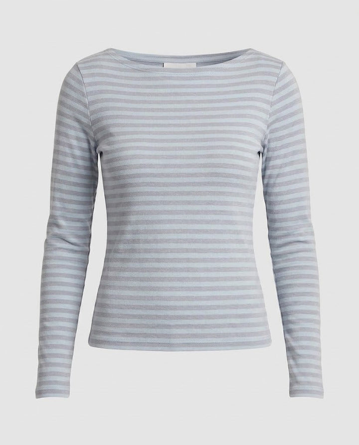 Damen Gestreiftes Langarm‑Bootneck‑Top mit schmaler Passform Echo Archiv