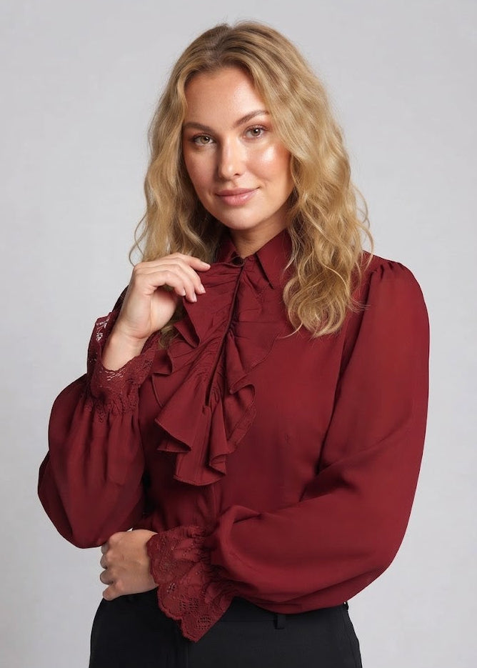 Damen Rüschbluse mit elegantem Kragenbereich Echo Archiv