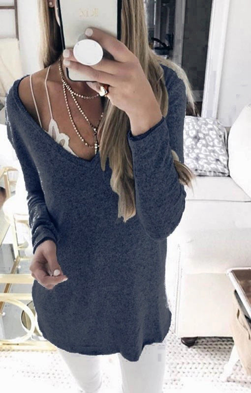 Damen feinstrick Tunika mit tiefem V-Ausschnitt und lässigem Oversized-Schnitt Echoarchiv