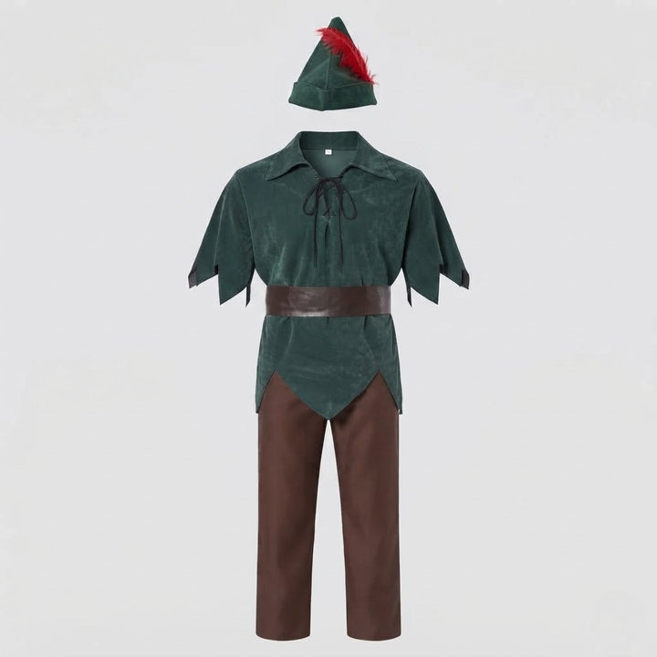 Herren Peter Pan Kostüm mit Hüftgurt und charakteristischem Hut Echo Archiv