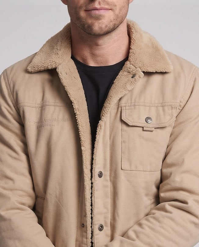 Herren Canvas-Utility-Blouson mit Sherpa-Innenfutter und Brustpattentasche Echoarchiv