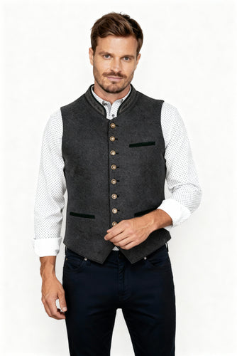 Elegante Herren Trachtenweste Grau Traditionell – Marzano